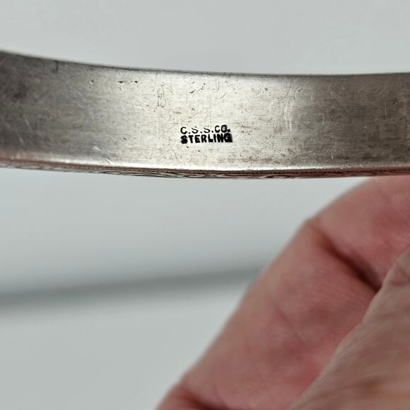 VTG Art Deco channel set bangle bracelet clear stones sterling C.S.S. Co - Picture 3 of 9